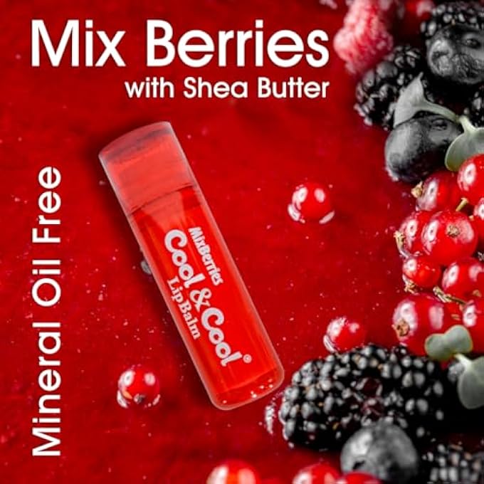 Cool & Cool MIXED BERRIES LIP BALM - INTENSE NUTRITION,BEES WAX,VITAMIN-E,SHEA BUTTER, MINERAL OIL FREE,MADE IN GERMANY - 4.6G - Image 3